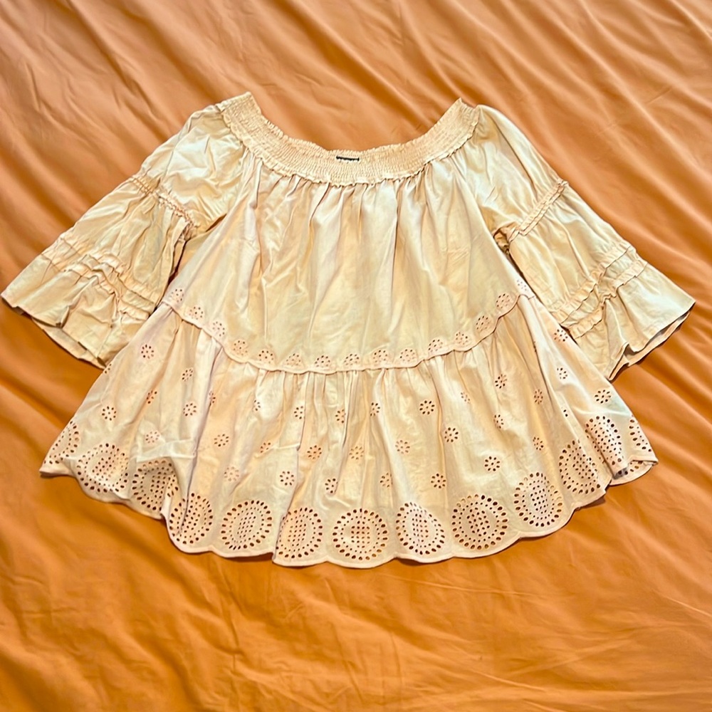 Peach Peasant off the shoulder top - size 14